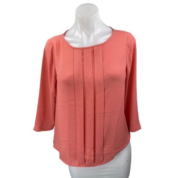 Ann Taylor LOFT Women's Coral Half Sleeve Pintucked Casual Blouse Top Size SP - Picture 1 of 4